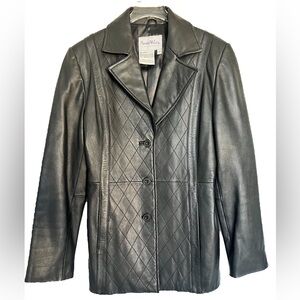 Pamela McCoy Black Quilted Leather Jacket XS